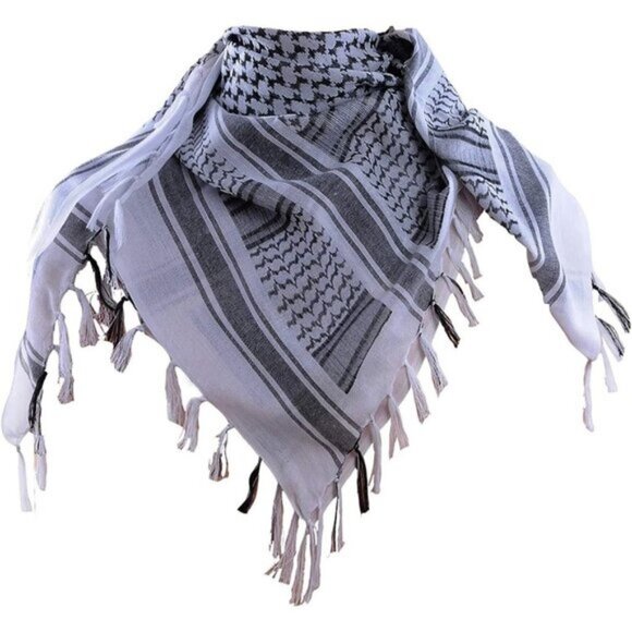 ⚡Men White 100% Cotton Military Shemagh Tactical Desert Keffiyeh Scarf Wrap - Picture 6 of 8